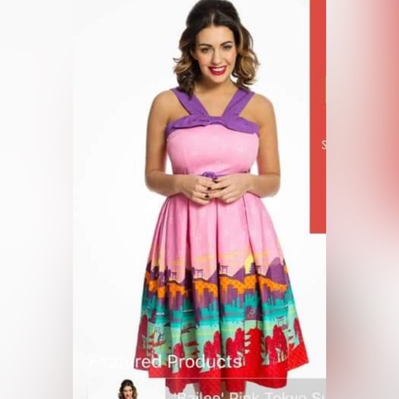 Lindy Bop Colorful Sleeveless Dress - Picture 1 of 6
